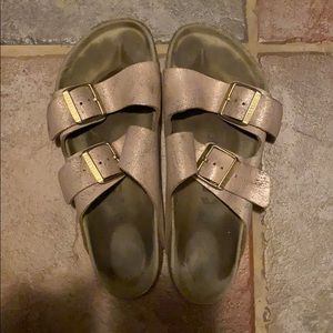 Birkenstocks! Rose Gold metallic!